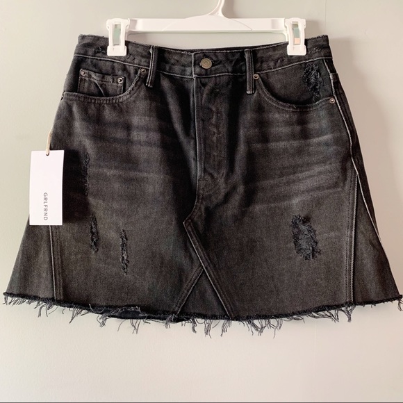 GRLFRND Dresses & Skirts - NWT GRLFRND The Eva Black Denim Cotton Mini Skirt